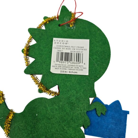 Studio Decor Blue Shark & Green Dinosaur Holiday Felt Ornament Photo Frames NEW - Picture 5 of 5